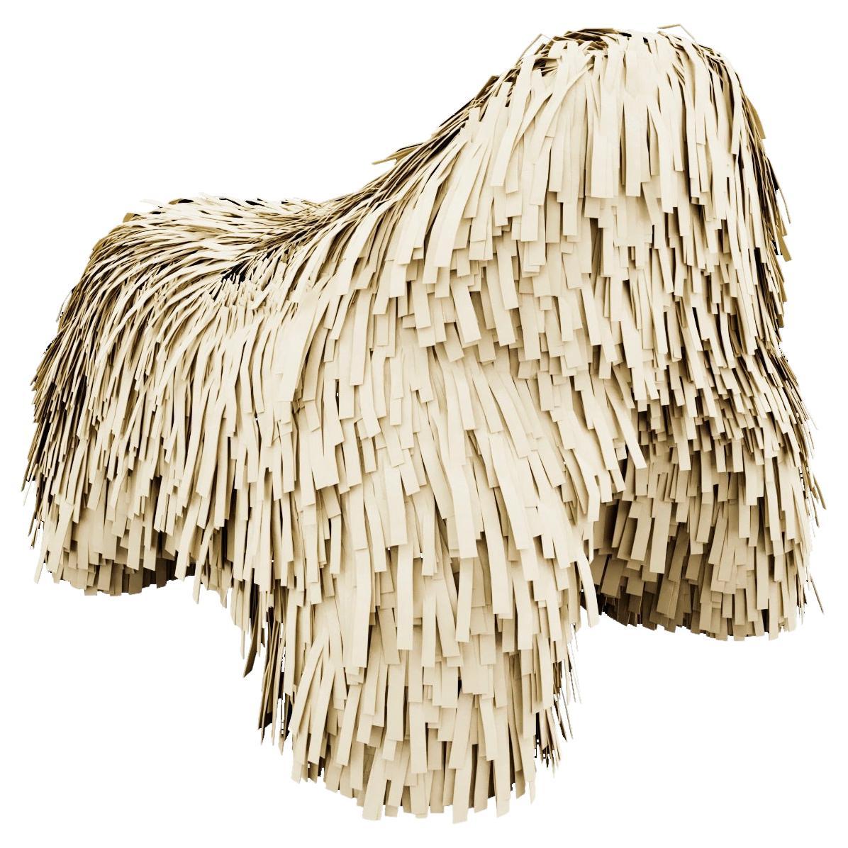 Puppy Pouffe with Real Ivory Leather by Marcantonio