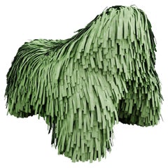 Puppy Pouffe with Real Green Leather by Marcantonio