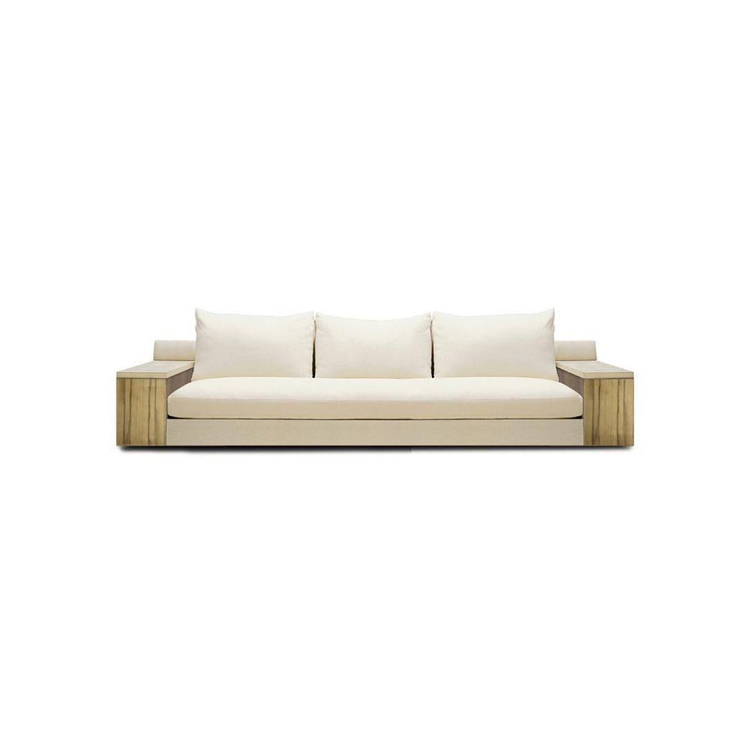 Pur sofa by LK Edition
Dimensions: 290 x 95 x H 65 cm
Materials: Structure in wood and leather and linen seats. 
Also available with linen and leather cushions.

It is with the sense of detail and requirement, this research of the exception by