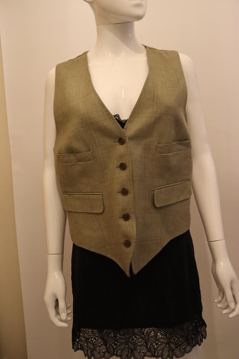 Women's or Men's Purdey Wool Waistcoat in Sage Green For Sale
