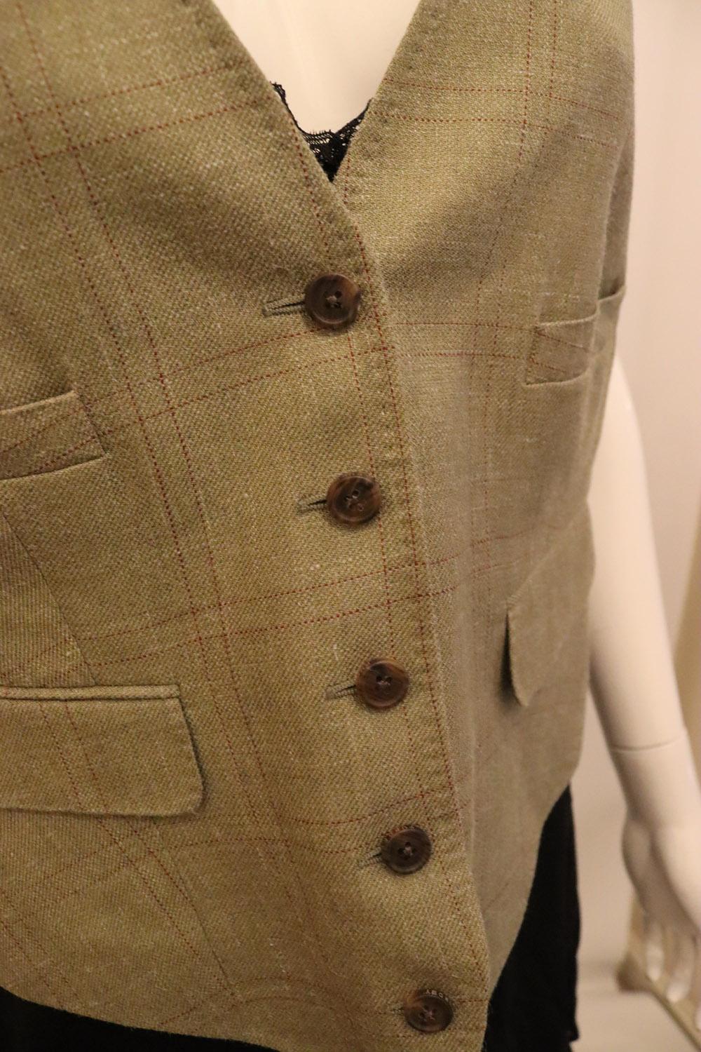 Purdey Wool Waistcoat in Sage Green For Sale 1
