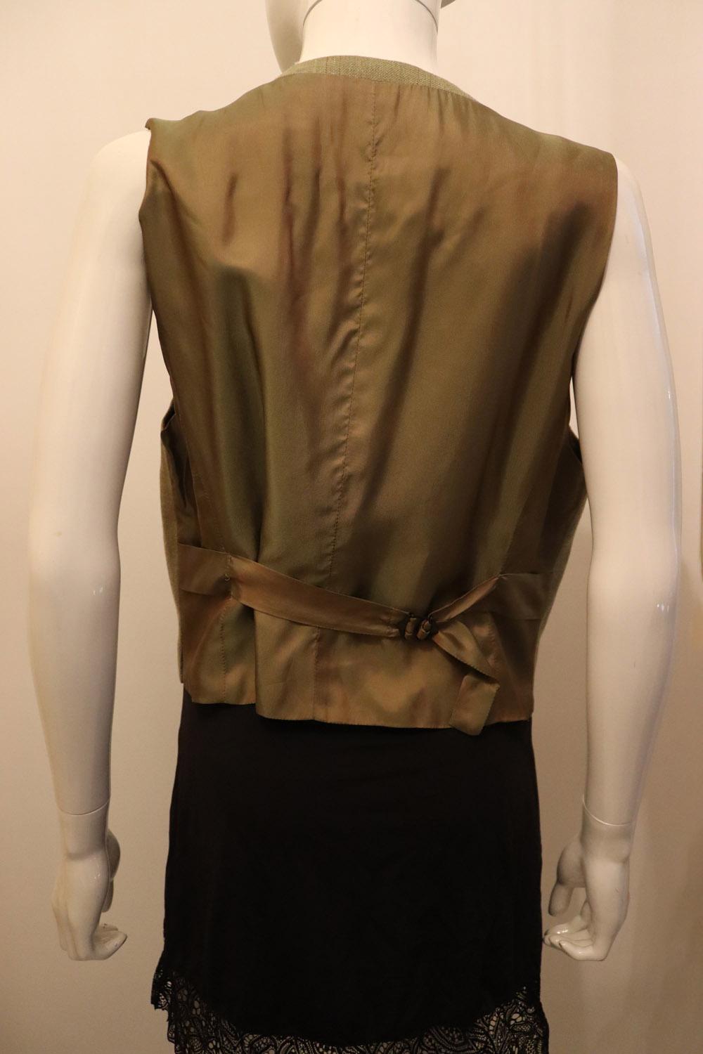 Purdey Wool Waistcoat in Sage Green For Sale 2