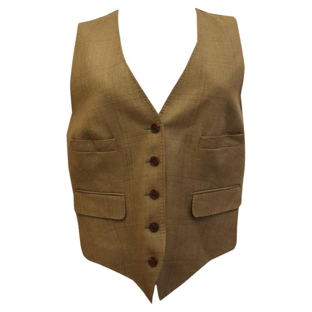 Purdey Wool Waistcoat in Sage Green For Sale
