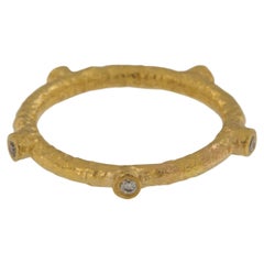 Pure 24 Karat Yellow Gold and 0.15 Cttw Diamond Band Ring