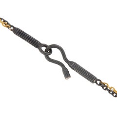 Pure 24 Karat Yellow Gold and Blackened Silver Forsa Chain Double Necklace
