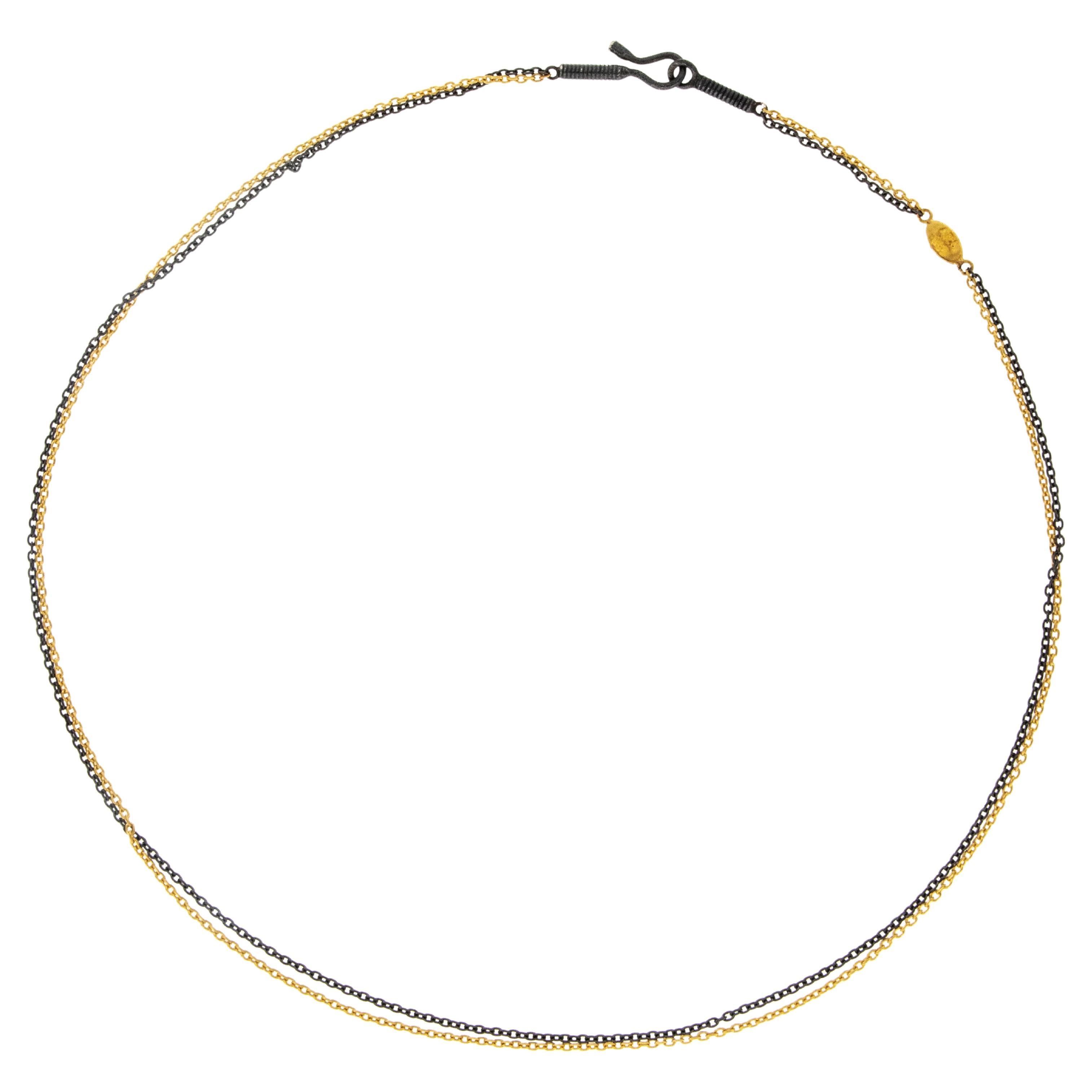 Forsa-Halskette aus reinem 24 Karat Gelbgold und geschwärztem Silber