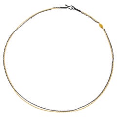 Forsa-Halskette aus reinem 24 Karat Gelbgold und geschwärztem Silber