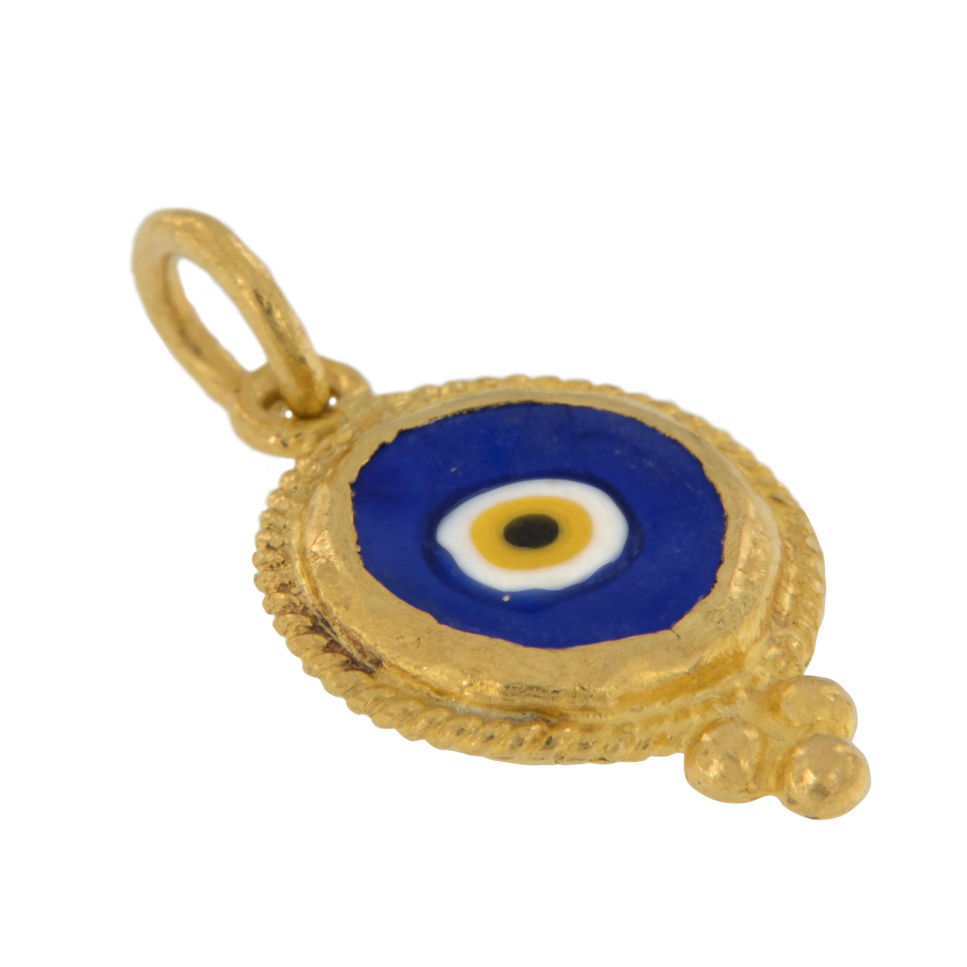 Byzantin  Breloque pendentif Evil Eye en or jaune 24 carats pur en vente