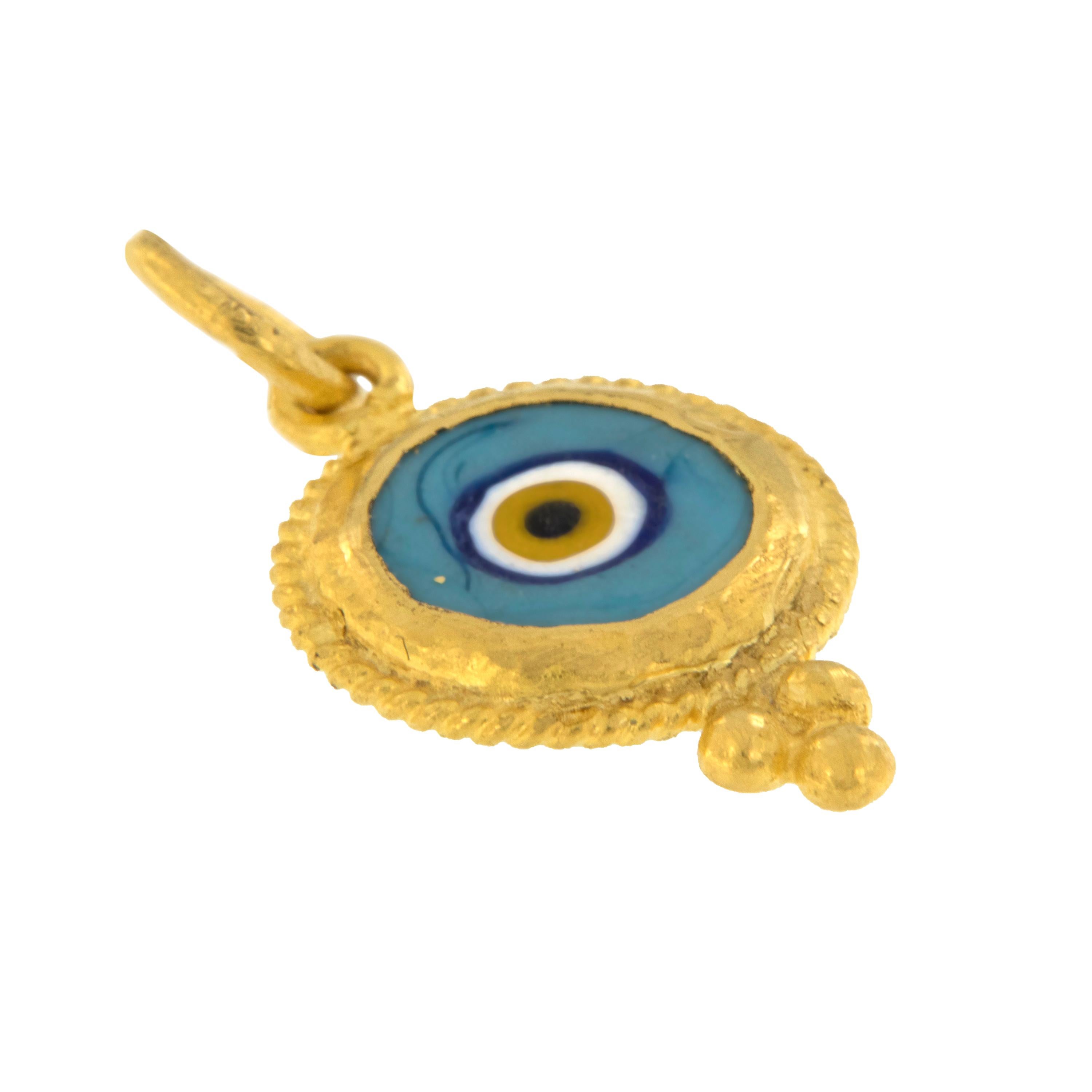 Byzantin Breloque pendentif Evil Eye en or jaune 24 carats pur en vente