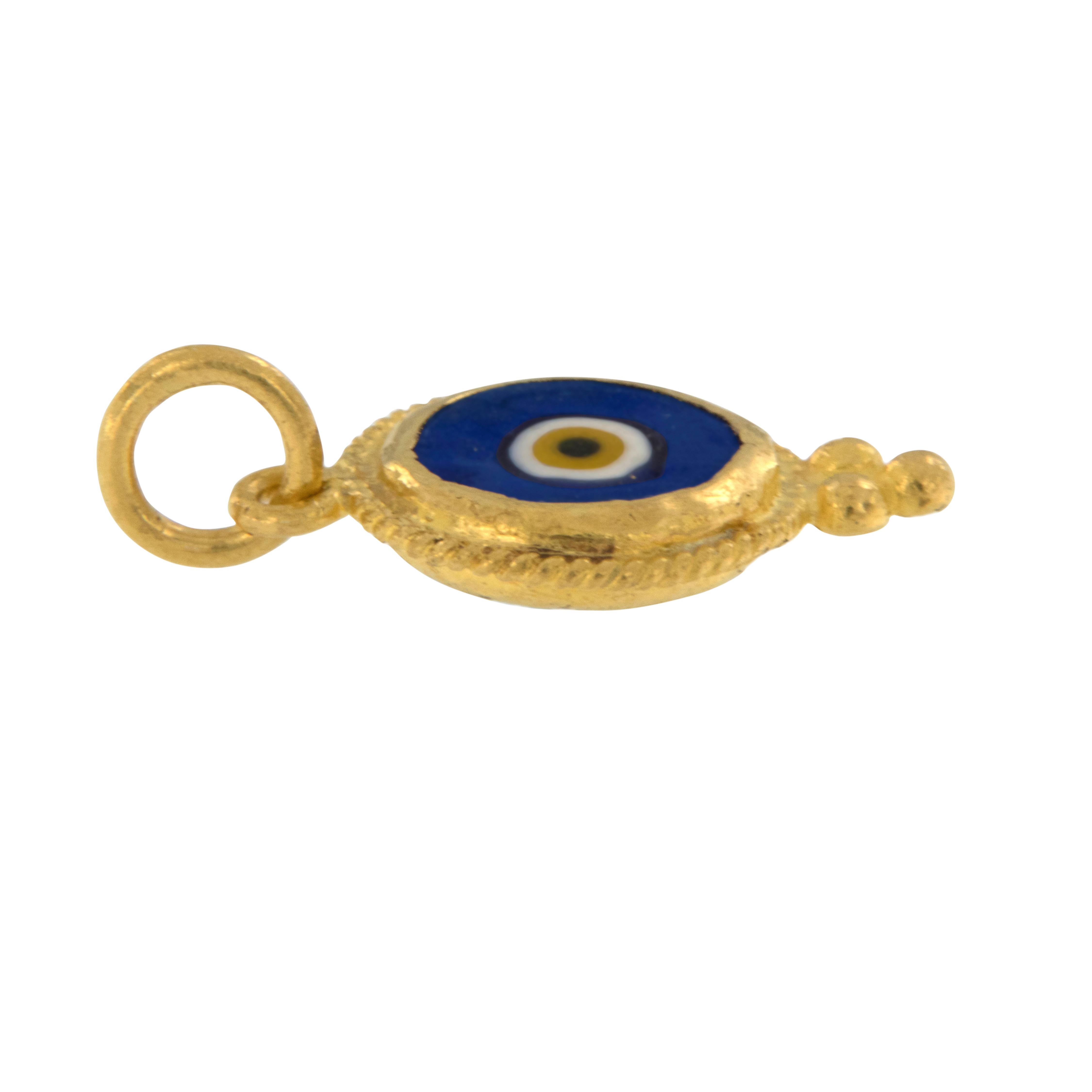 Pure 24 Karat Yellow Gold Evil Eye Pendant Charm In New Condition In Troy, MI