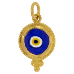 Pendentif breloque Evil Eye en or jaune 24 carats pur