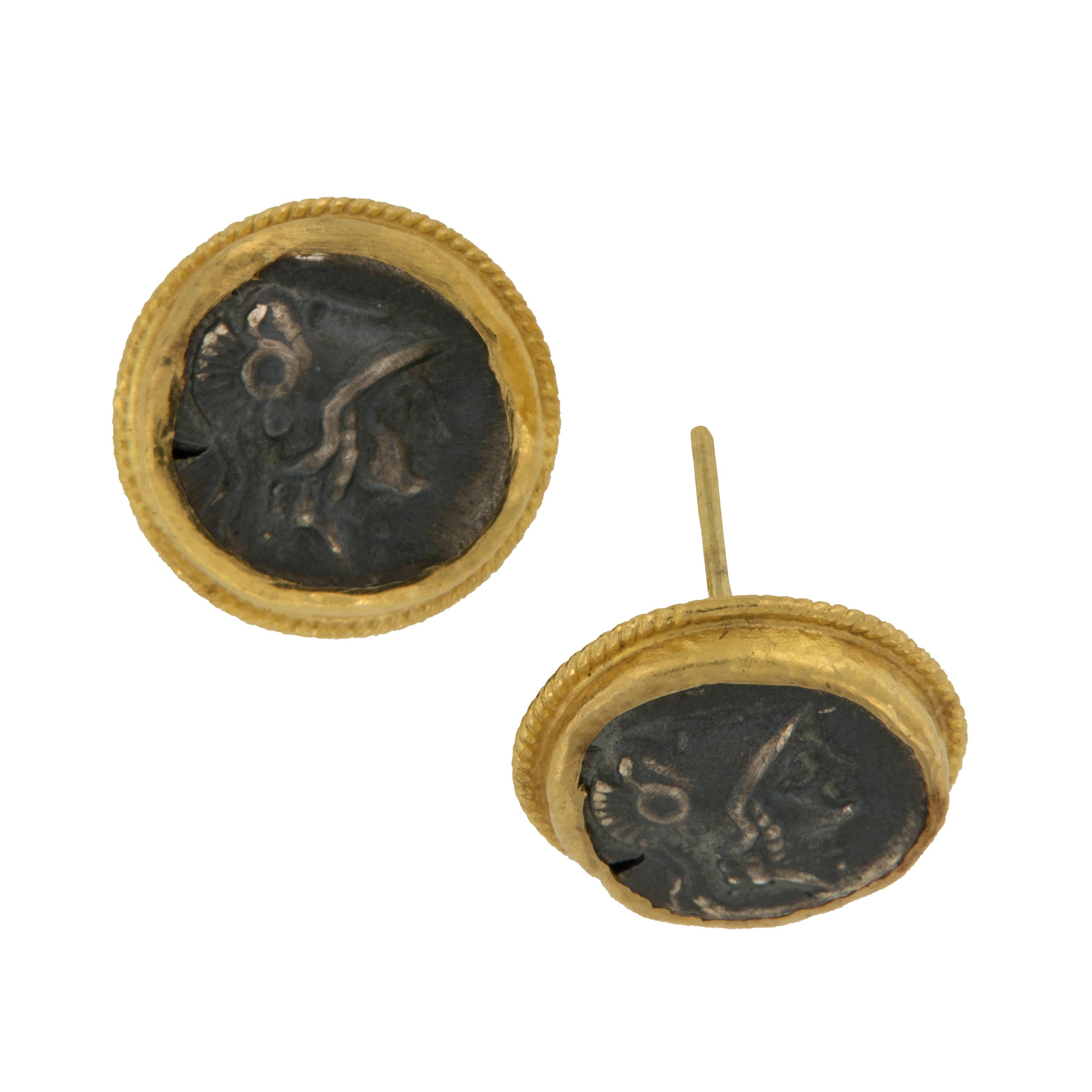 Pure 24 Karat Yellow Gold Silver Coin Earrings In New Condition In Troy, MI