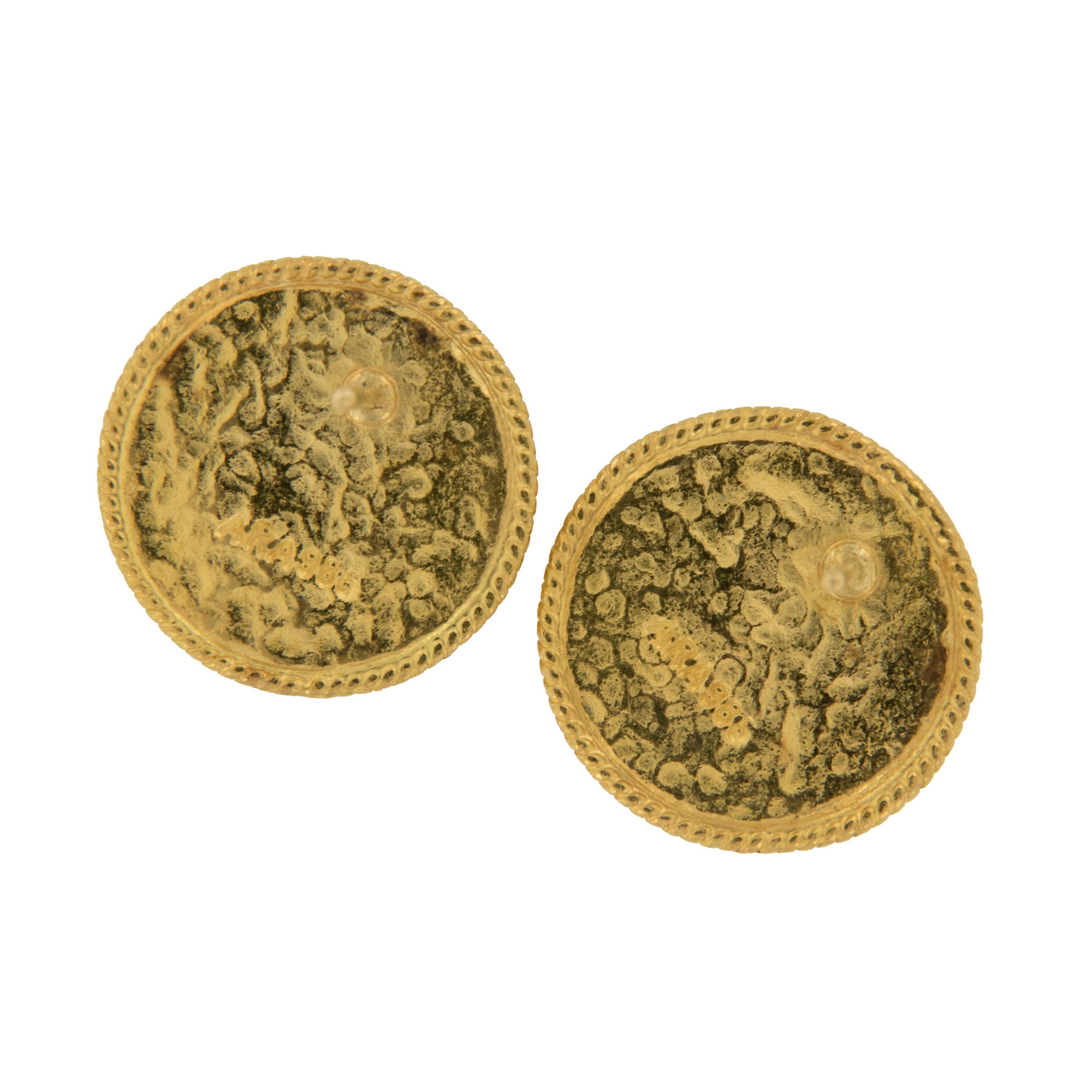 Women's or Men's Pure 24 Karat Yellow Gold Silver Coin Earrings