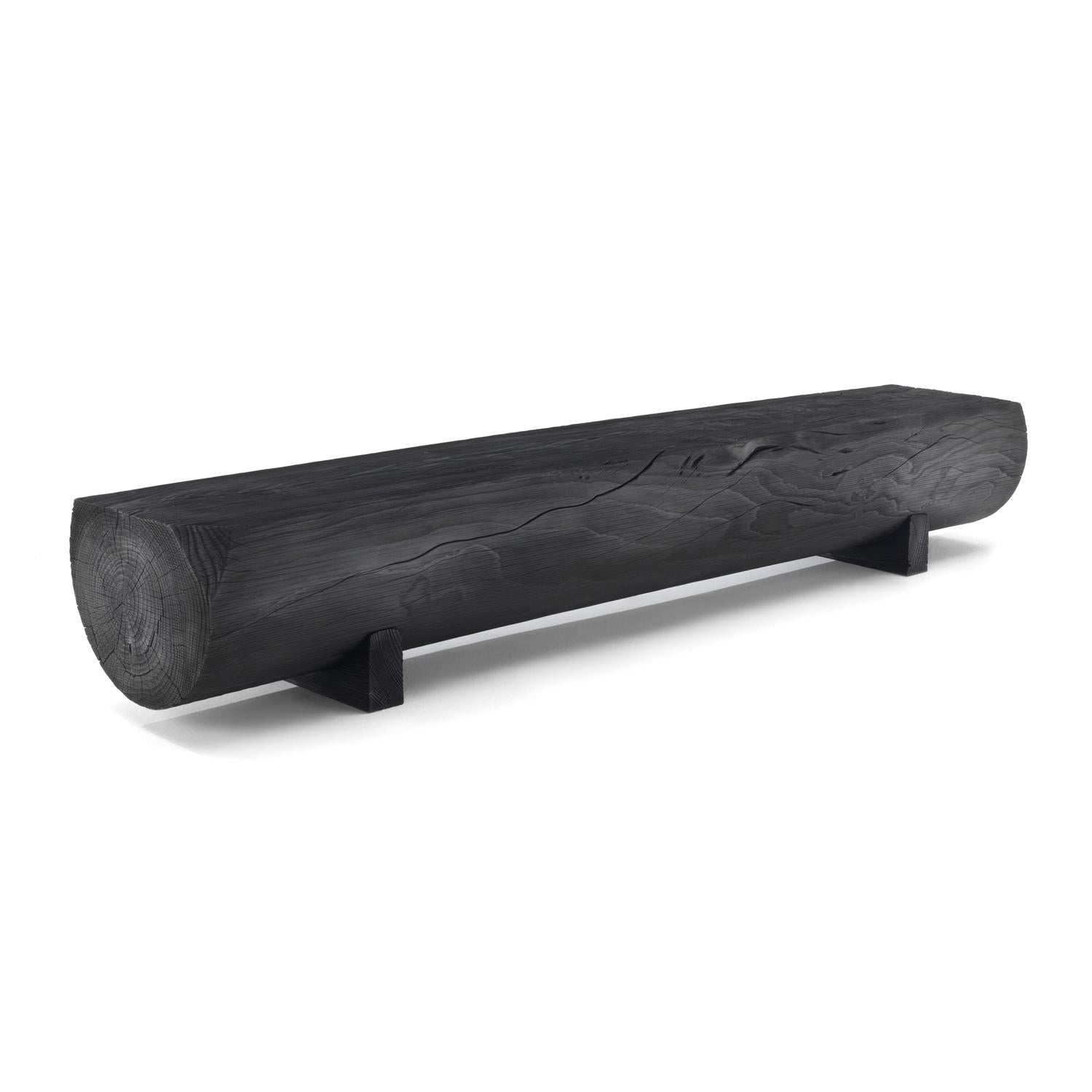 Modern Pure 94 Inches Black Cedar Bench By Matteo Thun For Sale