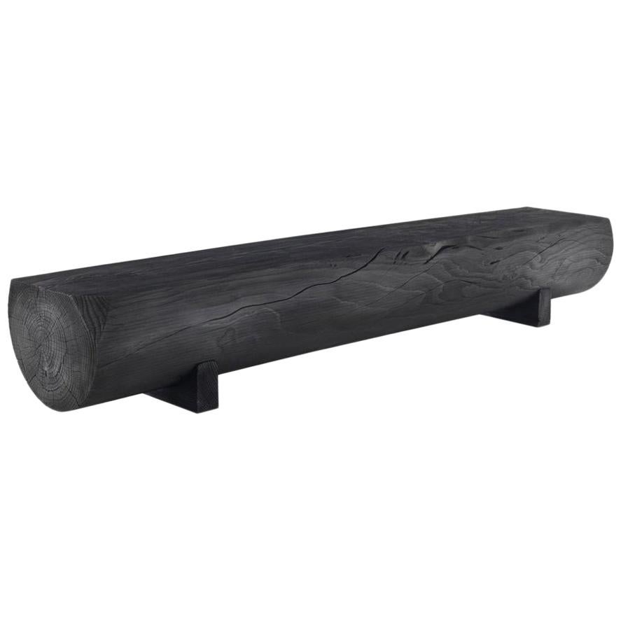 Pure, 55 Inches Black Cedar Bench, Designed by Matteo Thun, Made in Italy