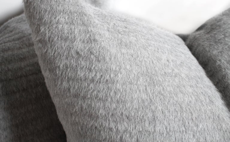 Pure Alpaca And Linen Decorative Accent Pillows In Smoke Grey For