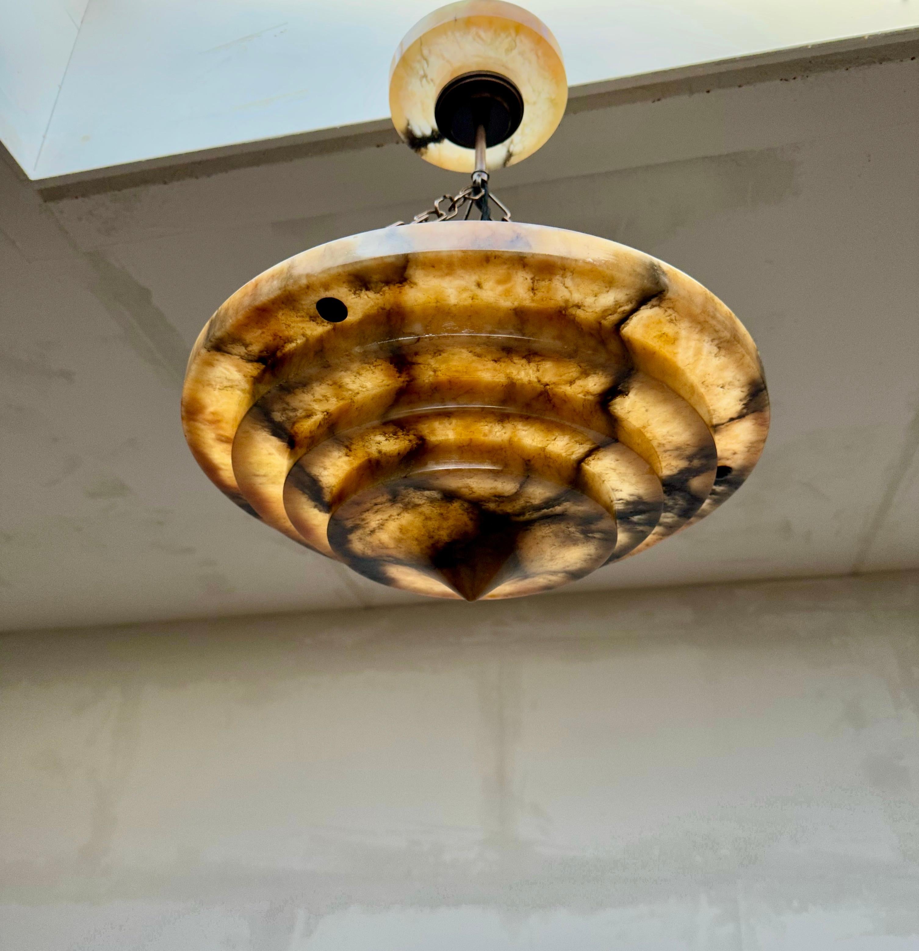 Pure Art Deco and Perfect Size, Multi Layered Alabaster Ceiling Light / Pendant 5