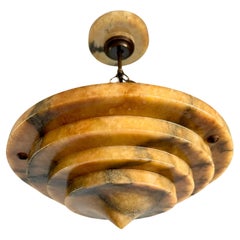 Pure Art Deco and Perfect Size, Multi Layered Alabaster Ceiling Light / Pendant