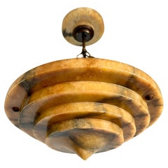 Antique Pure Art Deco and Perfect Size, Multi Layered Alabaster Ceiling Light / Pendant