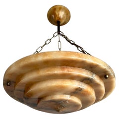 Pure Art Deco and Perfect Size, Multi Layered Alabaster Ceiling Light / Pendant