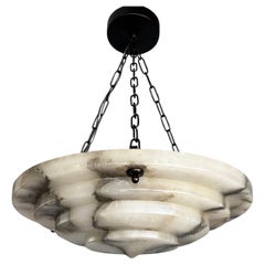 Pure Art Deco and Perfect Size, Multi Layered Alabaster Ceiling Light / Pendant