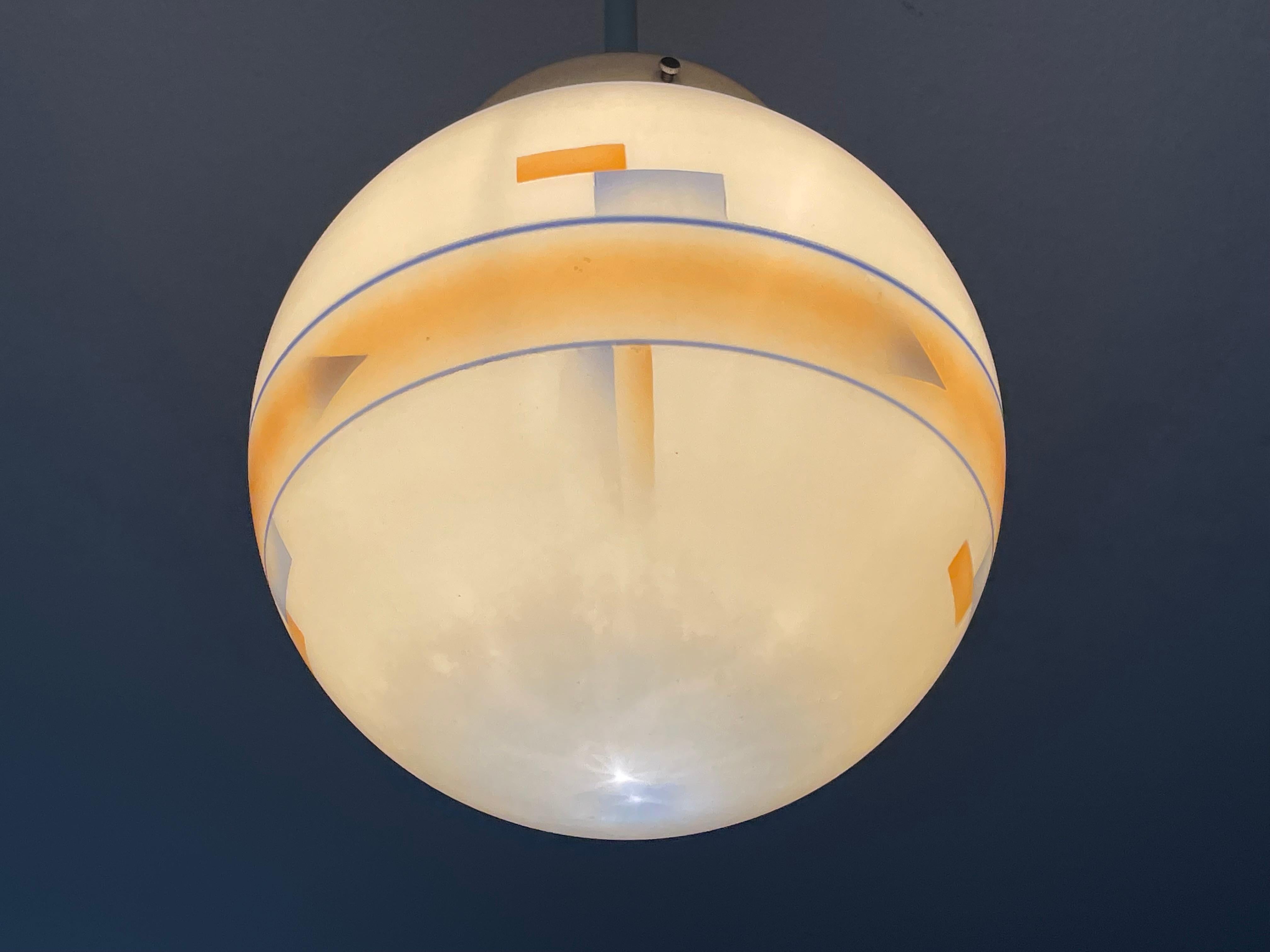 Pure Art Deco Glass Pendant / Flush Mount w Bakelite Gallery & Adjustable Canopy For Sale 11