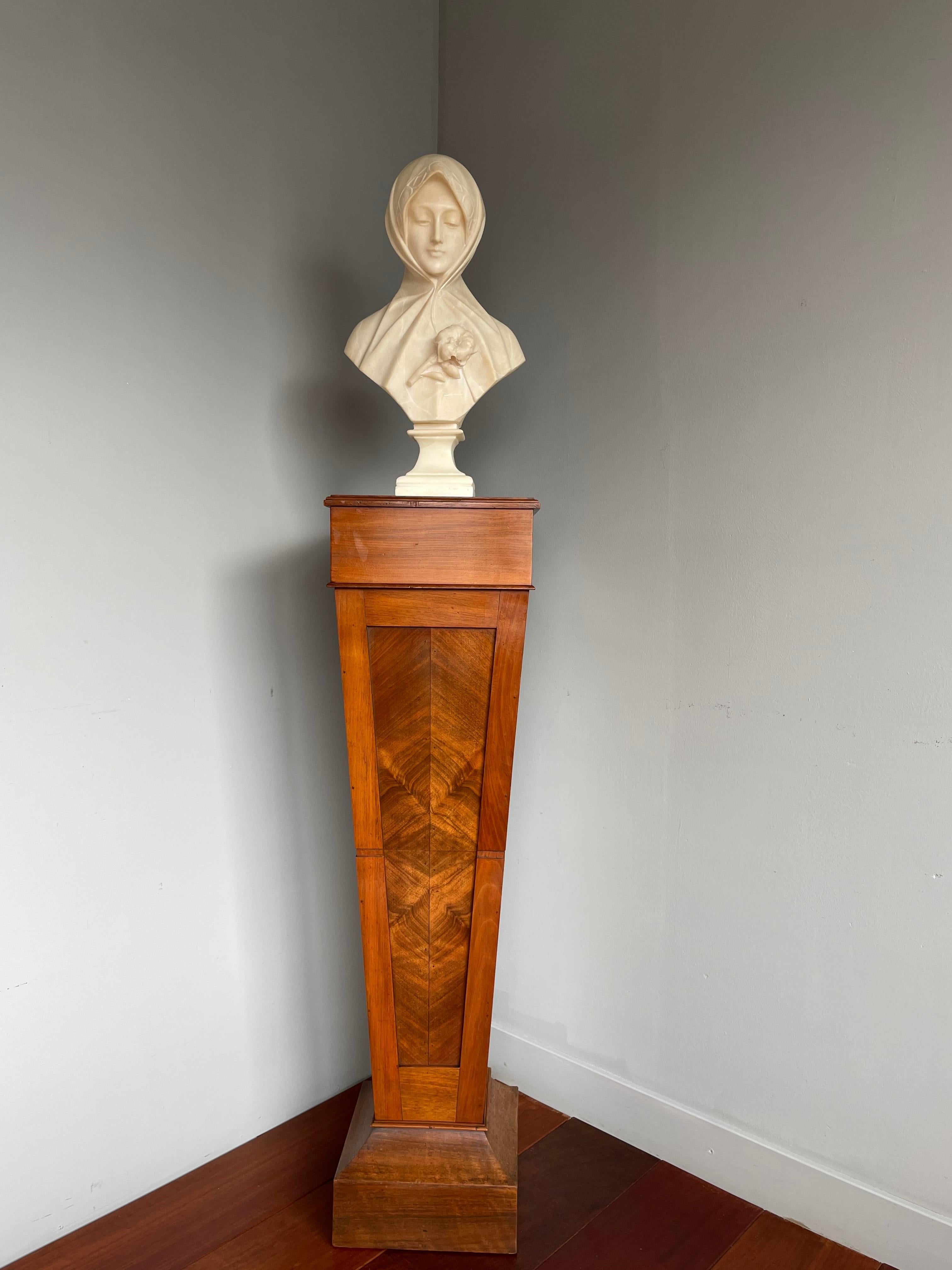 Pure Art Deco Teakwood Pedestal / Sculpture Stand for a Bust Sculpture Vase Etc. 10