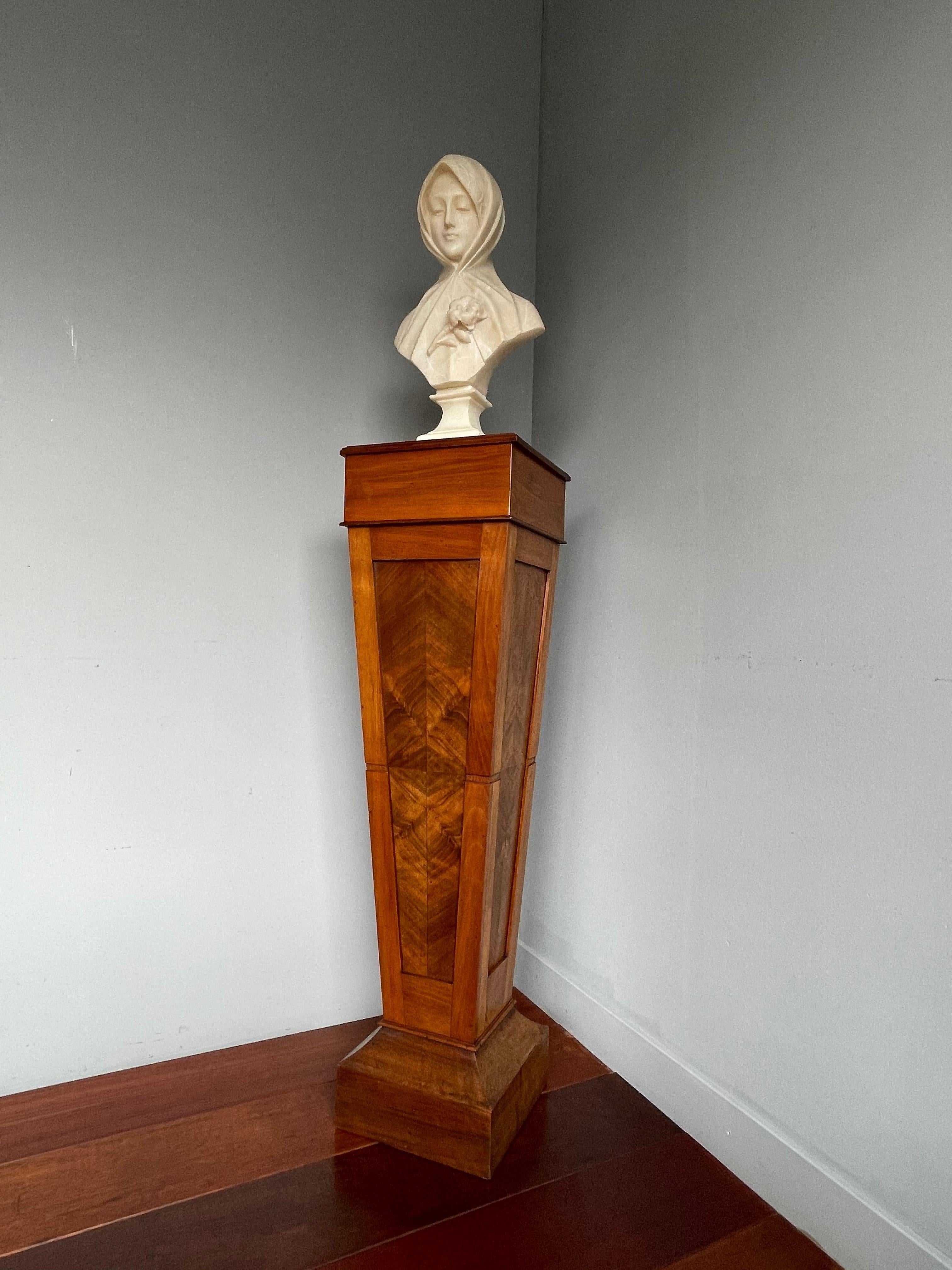 Hand-Crafted Pure Art Deco Teakwood Pedestal / Sculpture Stand for a Bust Sculpture Vase Etc.