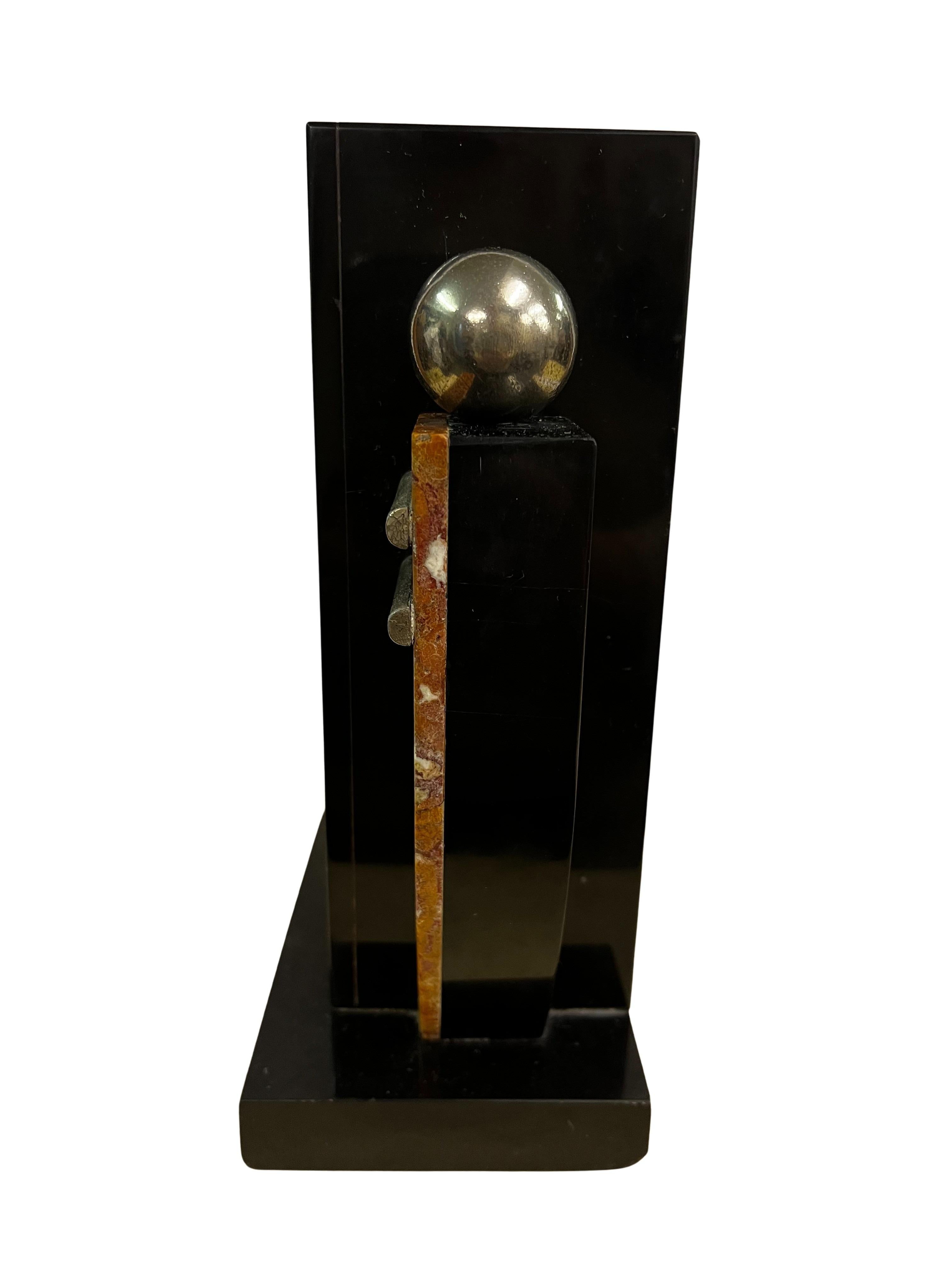 Metal Pure Art Deco Vase, paper weight, marble, tree nature motive, France, 1920s