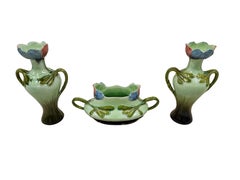 Conjunto Art Nouveau puro: dos jarrones de flores y maceta jardinera, Julius Dressler, 1900