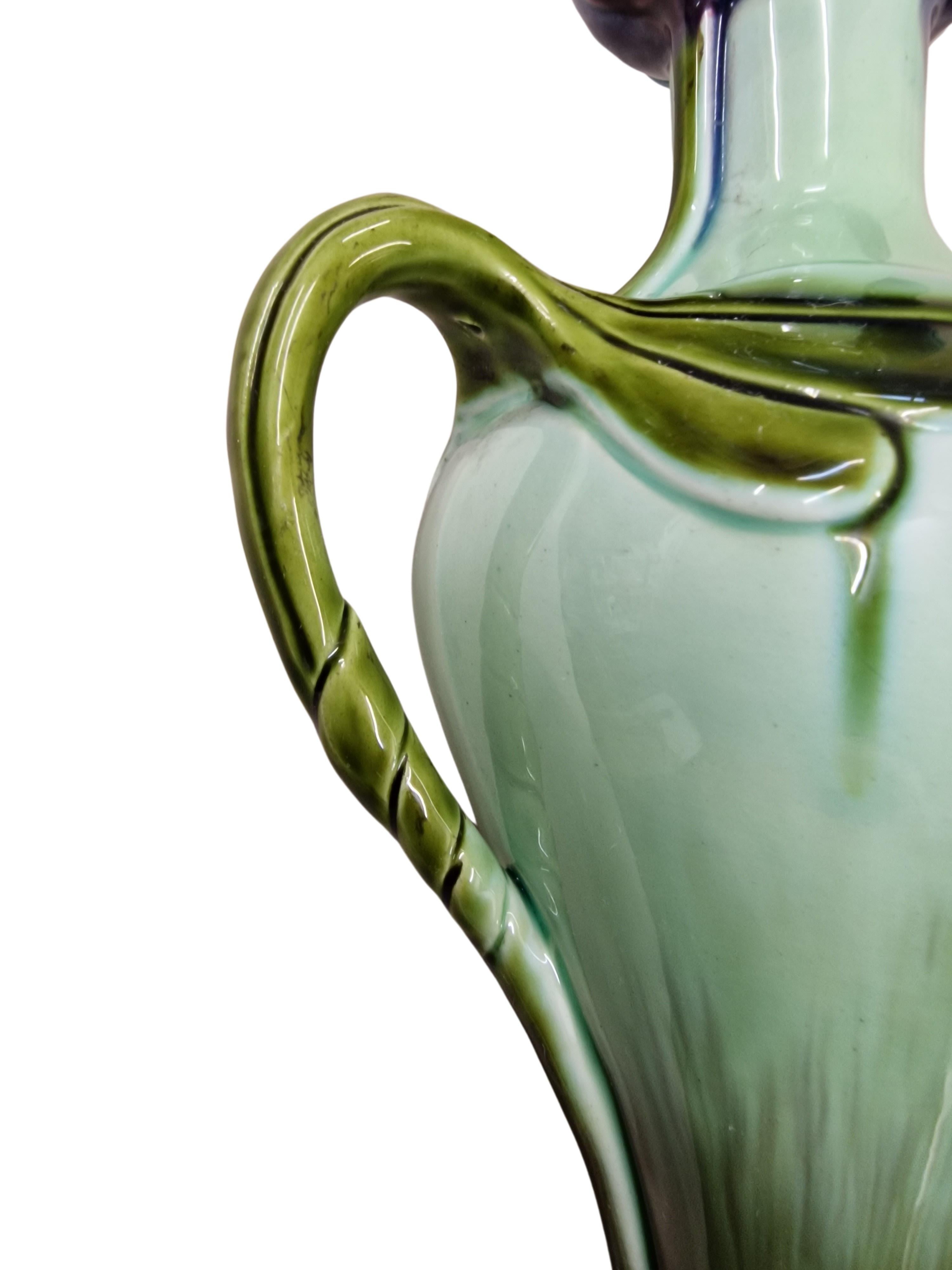 Austrian Pure Art Nouveau Set: two flower vases and jardiniere pot, Julius Dressler, 1900