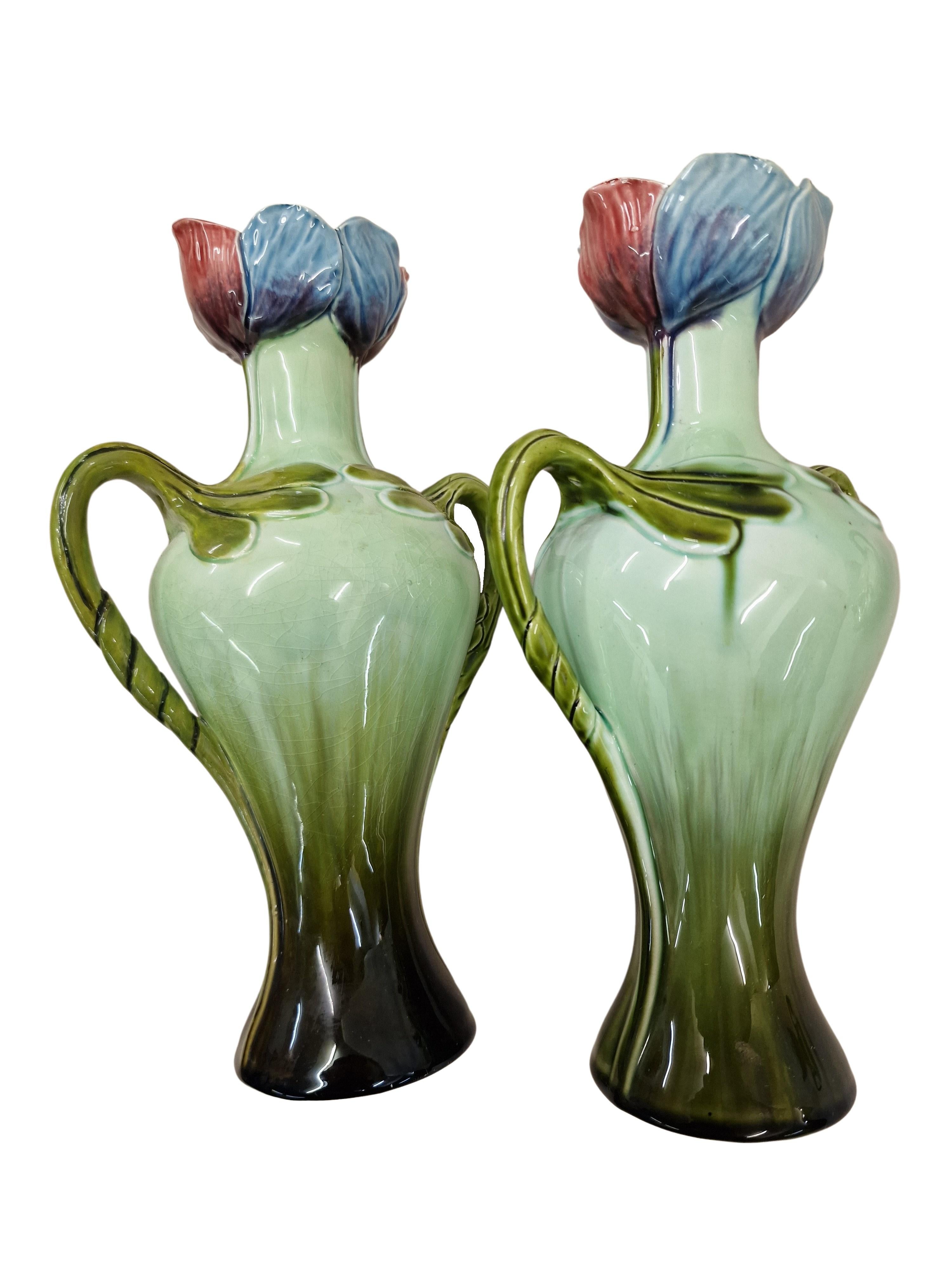 Pure Art Nouveau Set: two flower vases and jardiniere pot, Julius Dressler, 1900 In Good Condition In Wien, AT