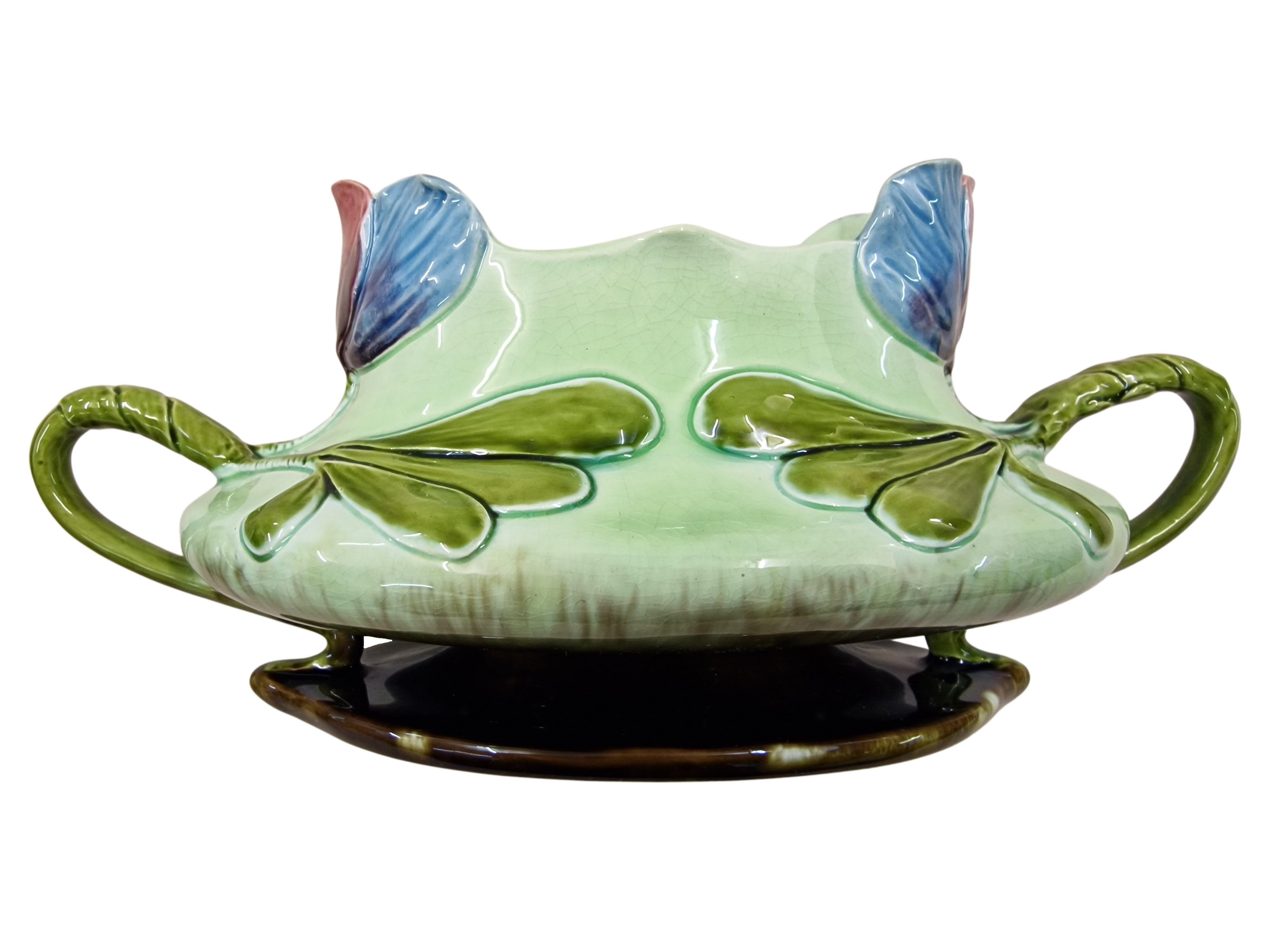 Ceramic Pure Art Nouveau Set: two flower vases and jardiniere pot, Julius Dressler, 1900