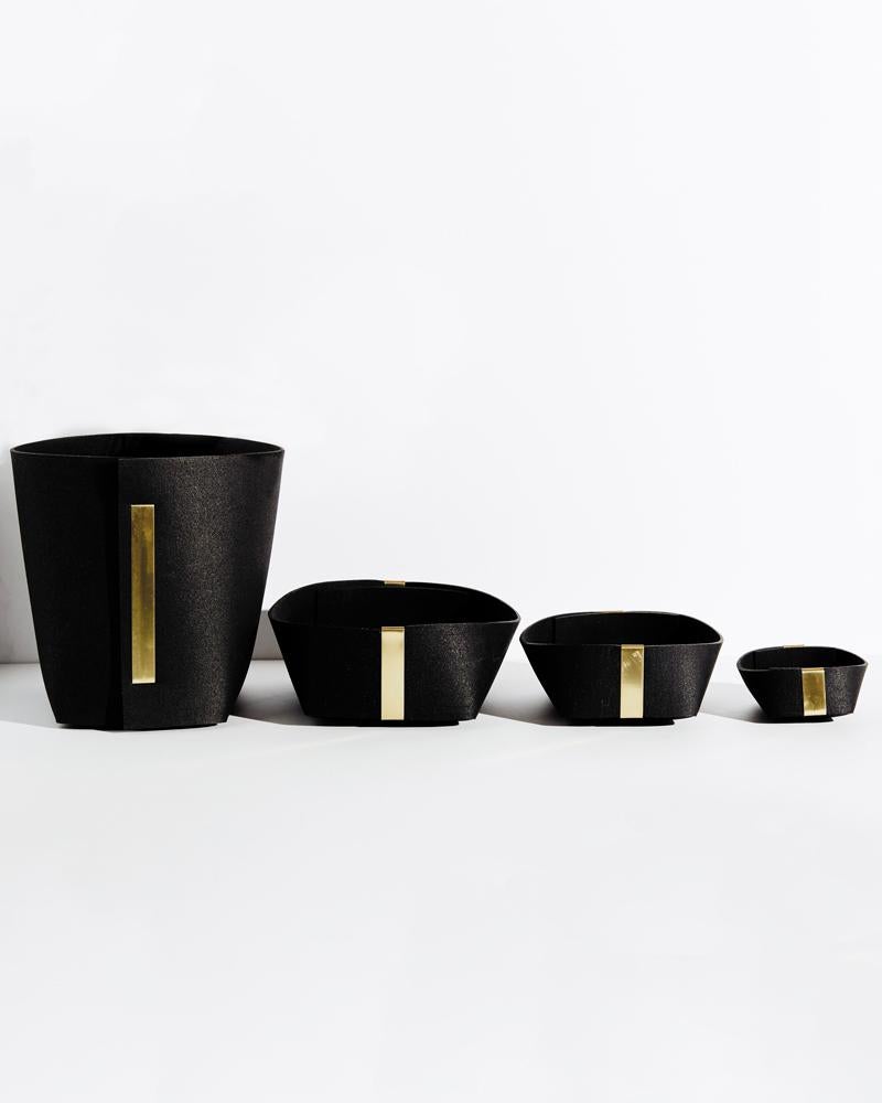 Contemporary Pure Black Rubber and Brass Basket Nesting Set by Slash Objects