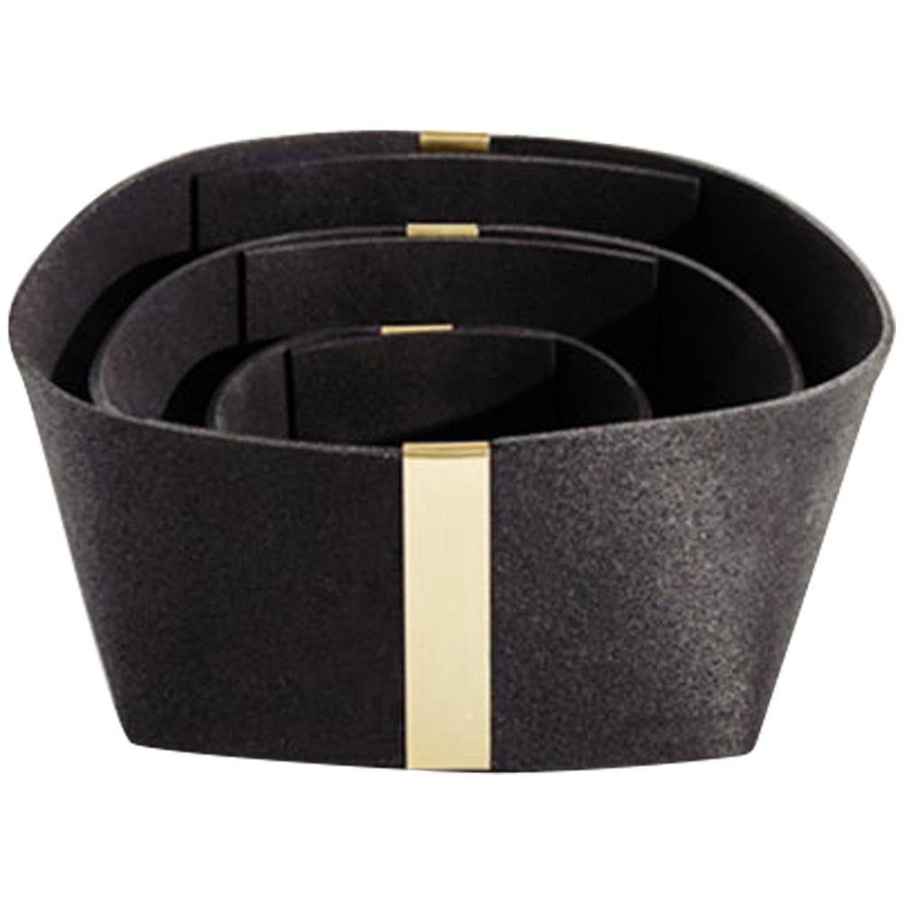 Pure Black Rubber and Brass Basket Nesting Set by Slash Objects