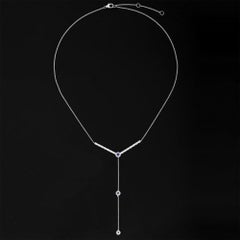 Collana Lariat in oro giallo con diamanti e zaffiro blu puro 14 carati (o 18 carati su richiesta)