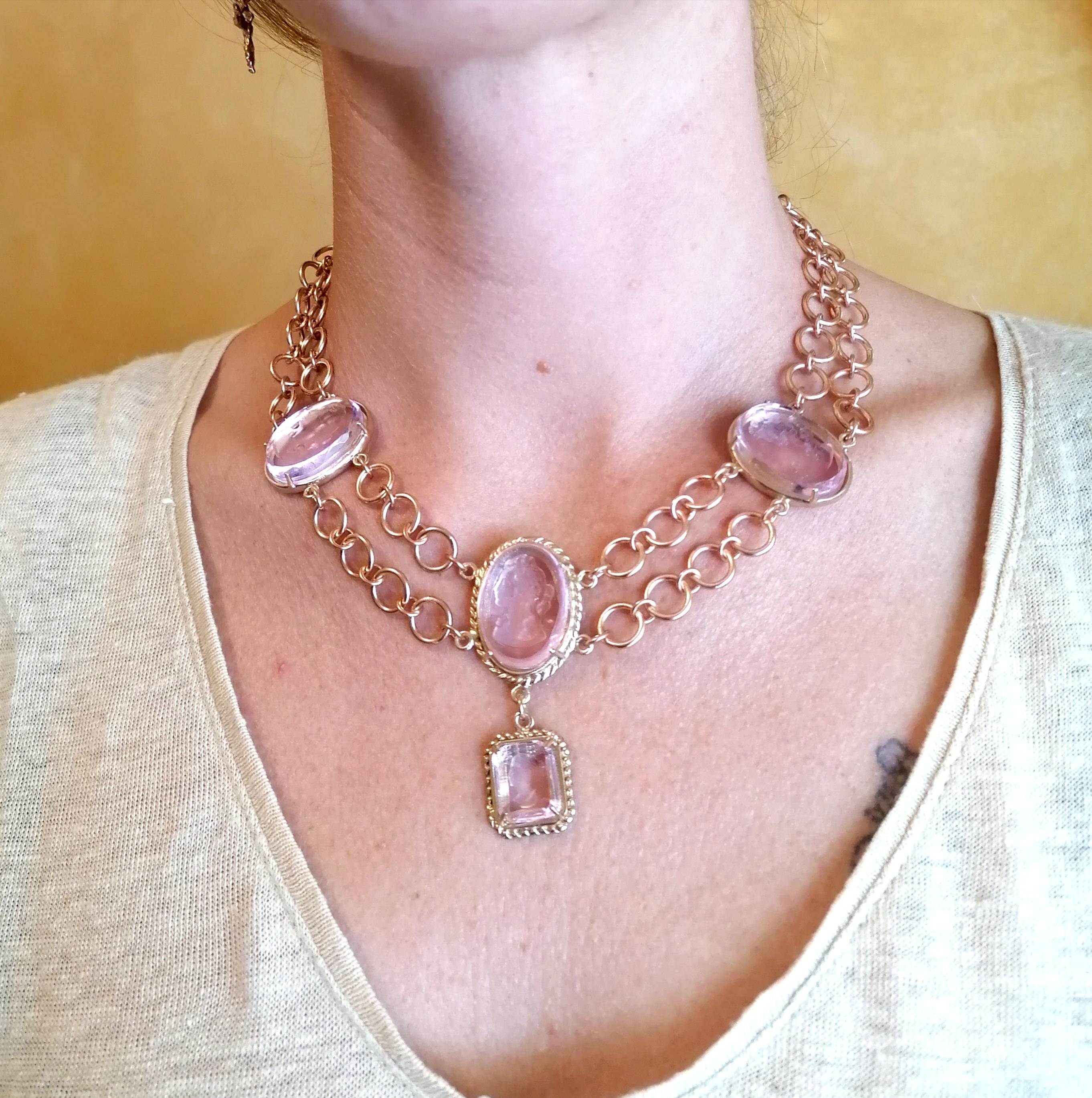 Women's Pure Bronze and Murano Glass Choker Necklace by Patrizia Daliana For Sale
