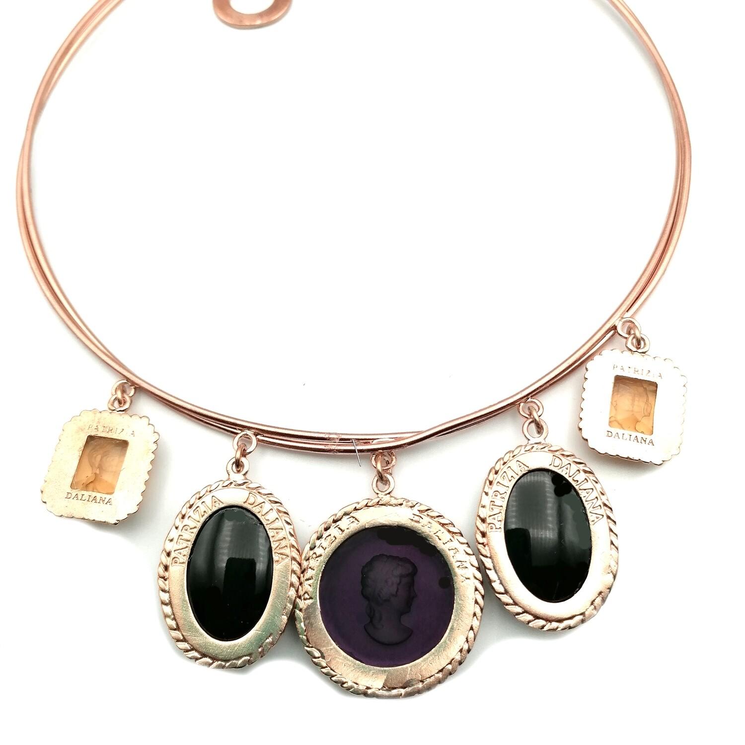Women's Pure Bronze and Murano Glass Choker  Necklace, by Patrizia Daliana For Sale
