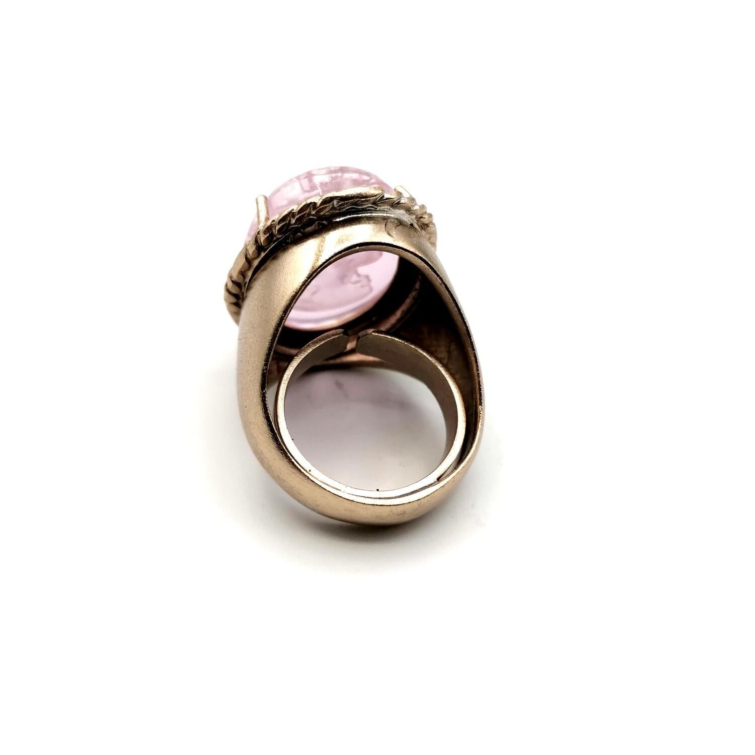 Artisan Pure Bronze and Pink Murano Glass Ring, by Patrizia Daliana For Sale