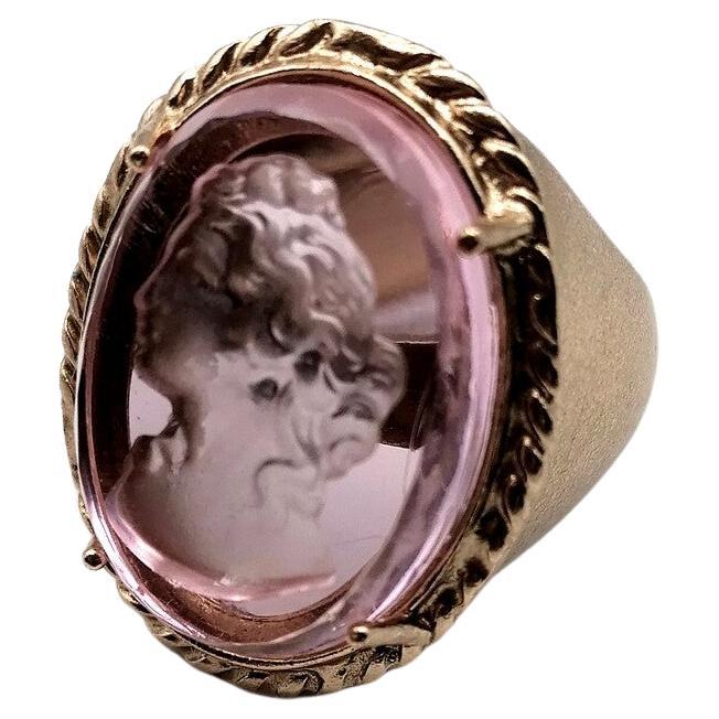Ring aus rosa Bronze und rosa Muranoglas, von Patrizia Daliana