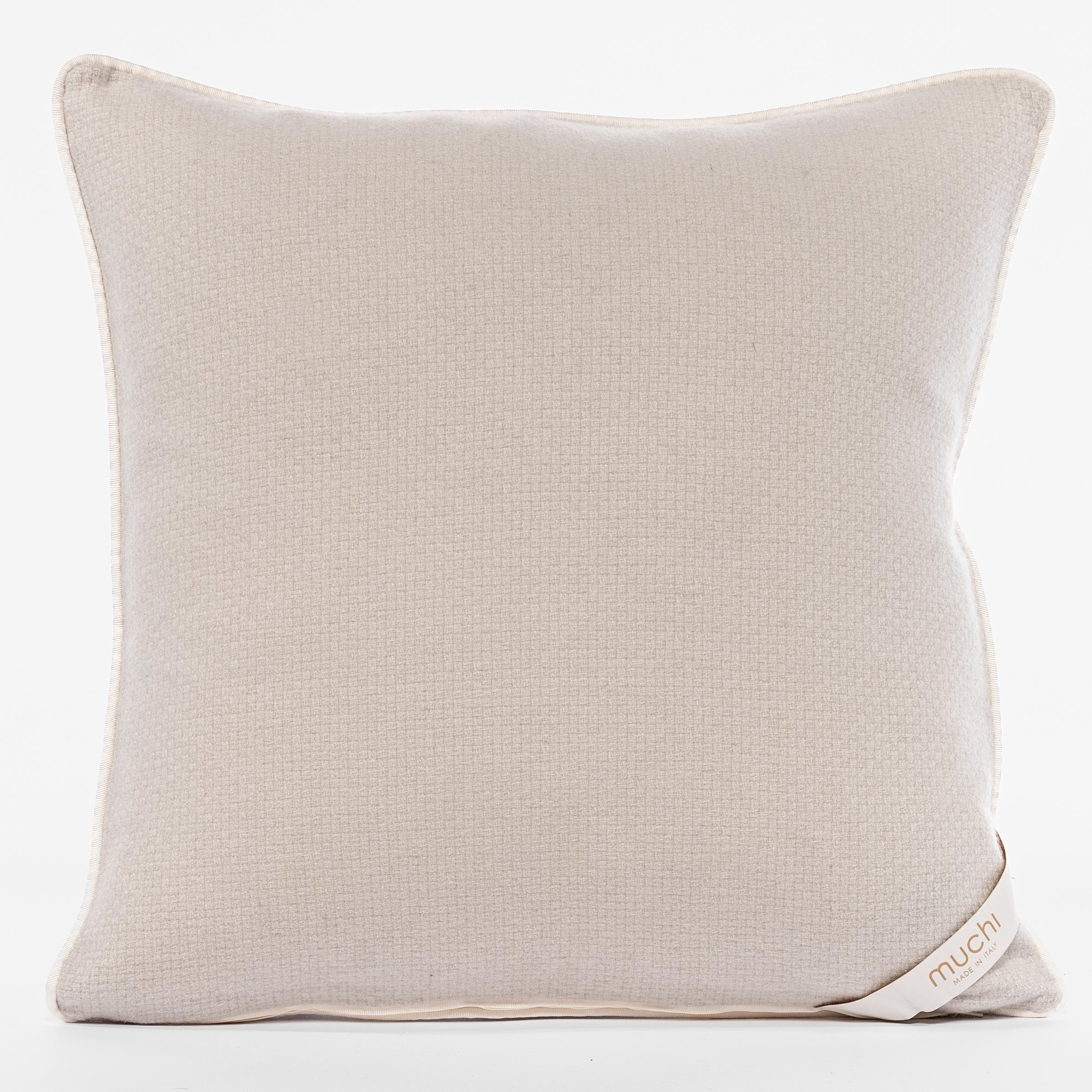 Modern Pure Cashmere Beige Large Cushion by Muchi Decor, Made in Italy For Sale