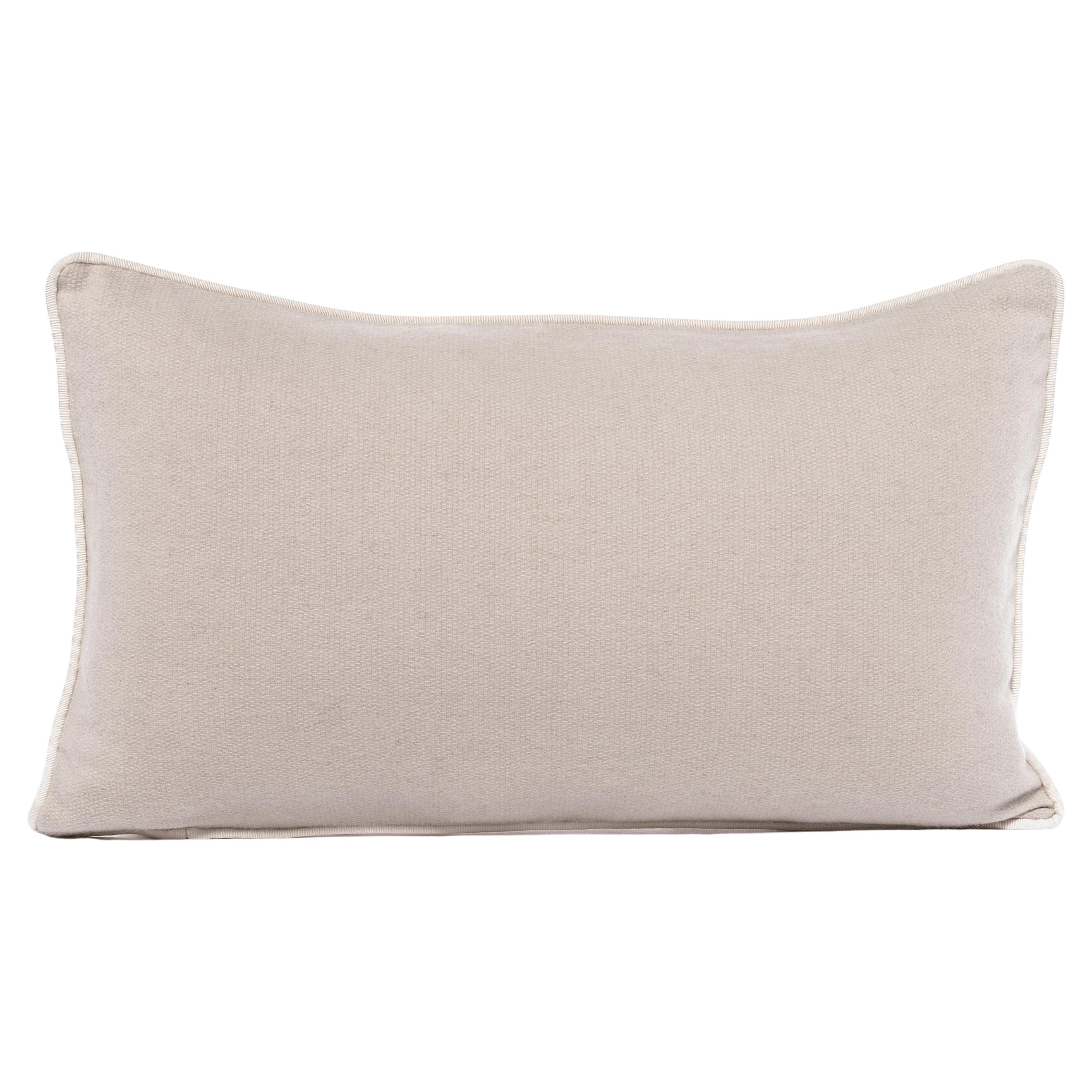 Pure Cashmere Beige Lumbar Cushion by Muchi Decor, Made in Italy