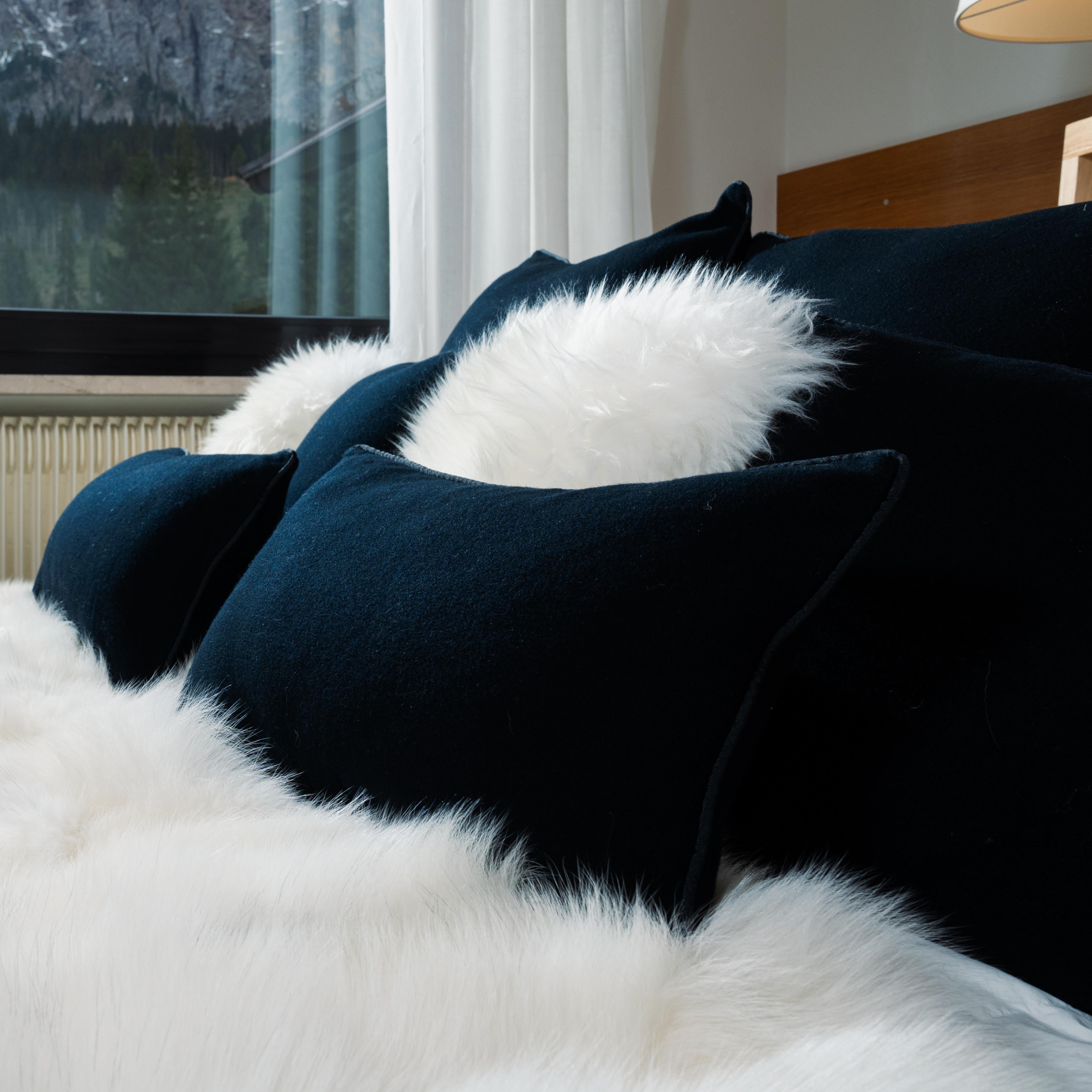Contemporary Pure Cashmere Black Lumbar Cushion by Muchi Decor, Made in Italy For Sale