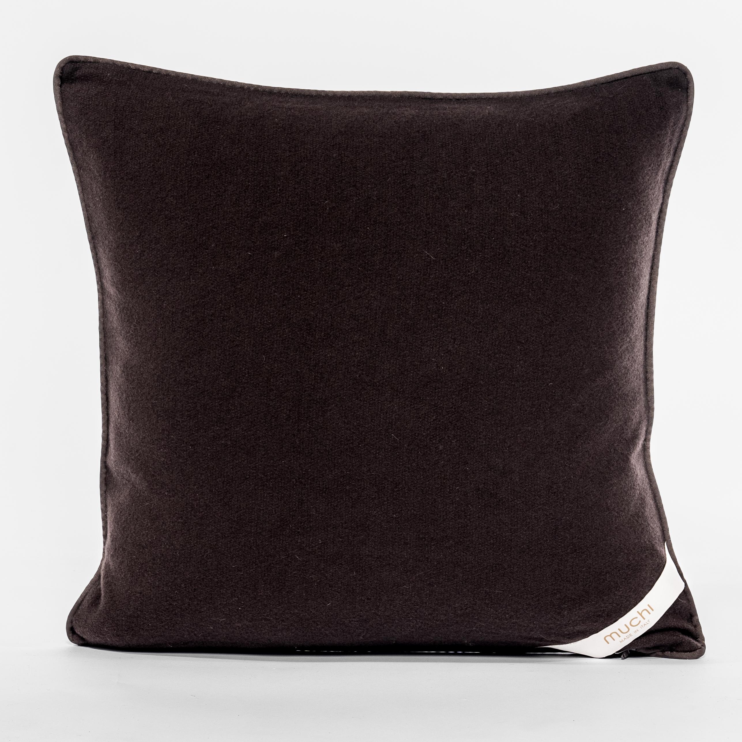 Modern Pure Cashmere Brown Large Cushion by Muchi Decor, Made in Italy For Sale