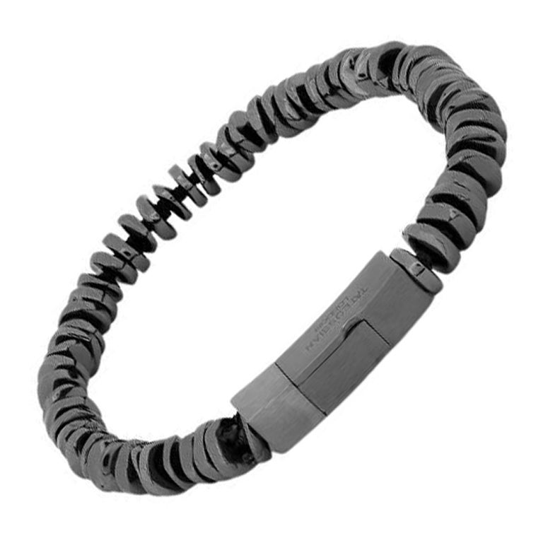 Bracelet de perles Pure Click en argent sterling plaqué rhodium noir, taille L en vente