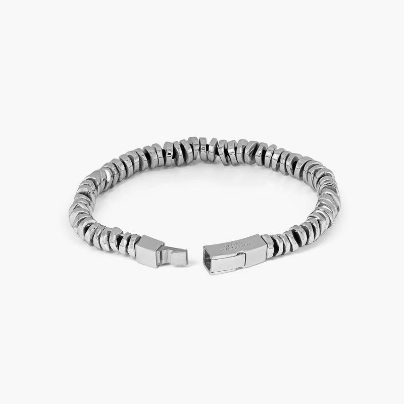 Men's Pure Click Bead Bracelet in Sterling Silver, Size M For Sale