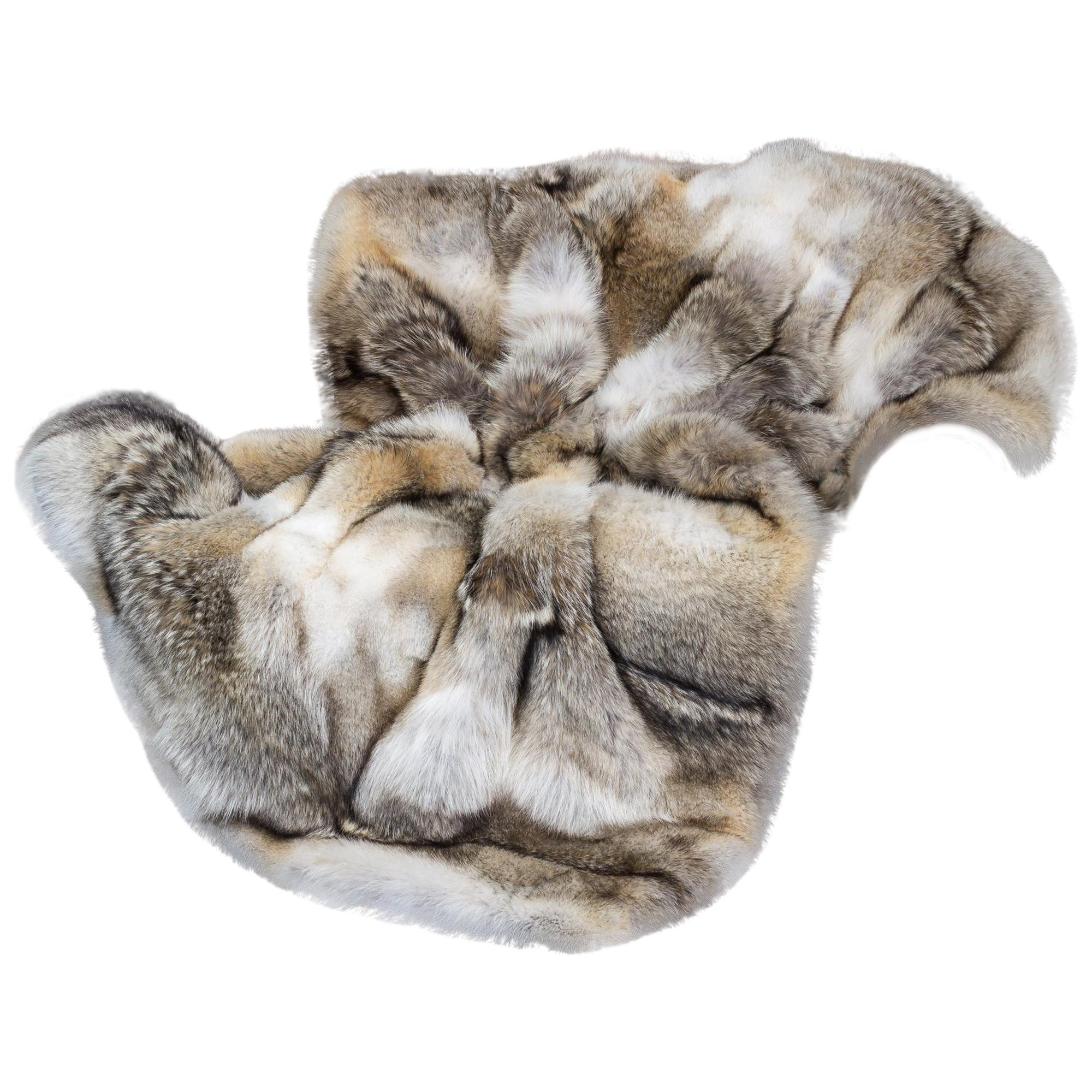 Pure Coyote Fur Plaid with Cashemire