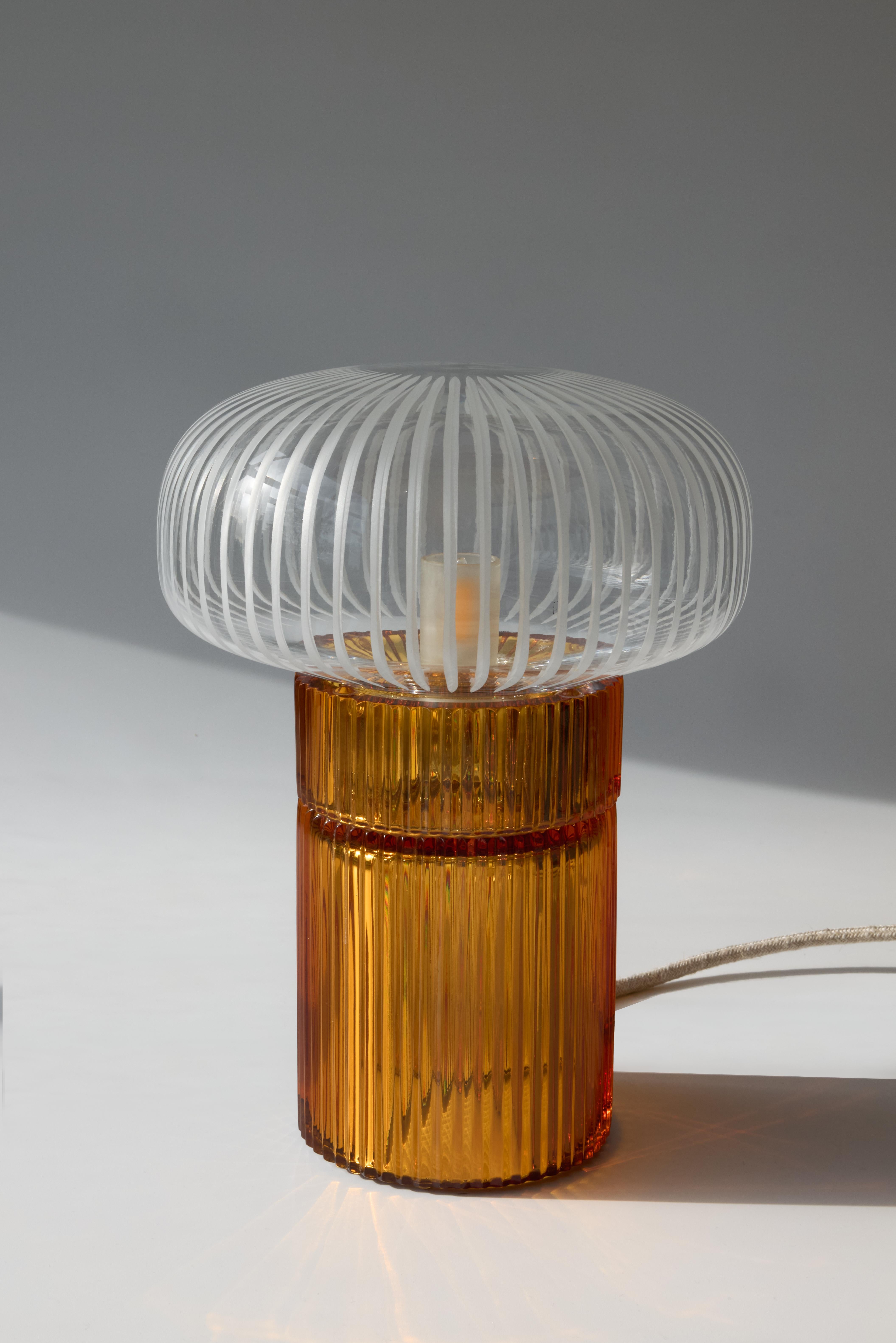 Post-Modern Pure Crystal Glass Nina Amber and Grande Table Lamp by Studio Bojola For Sale