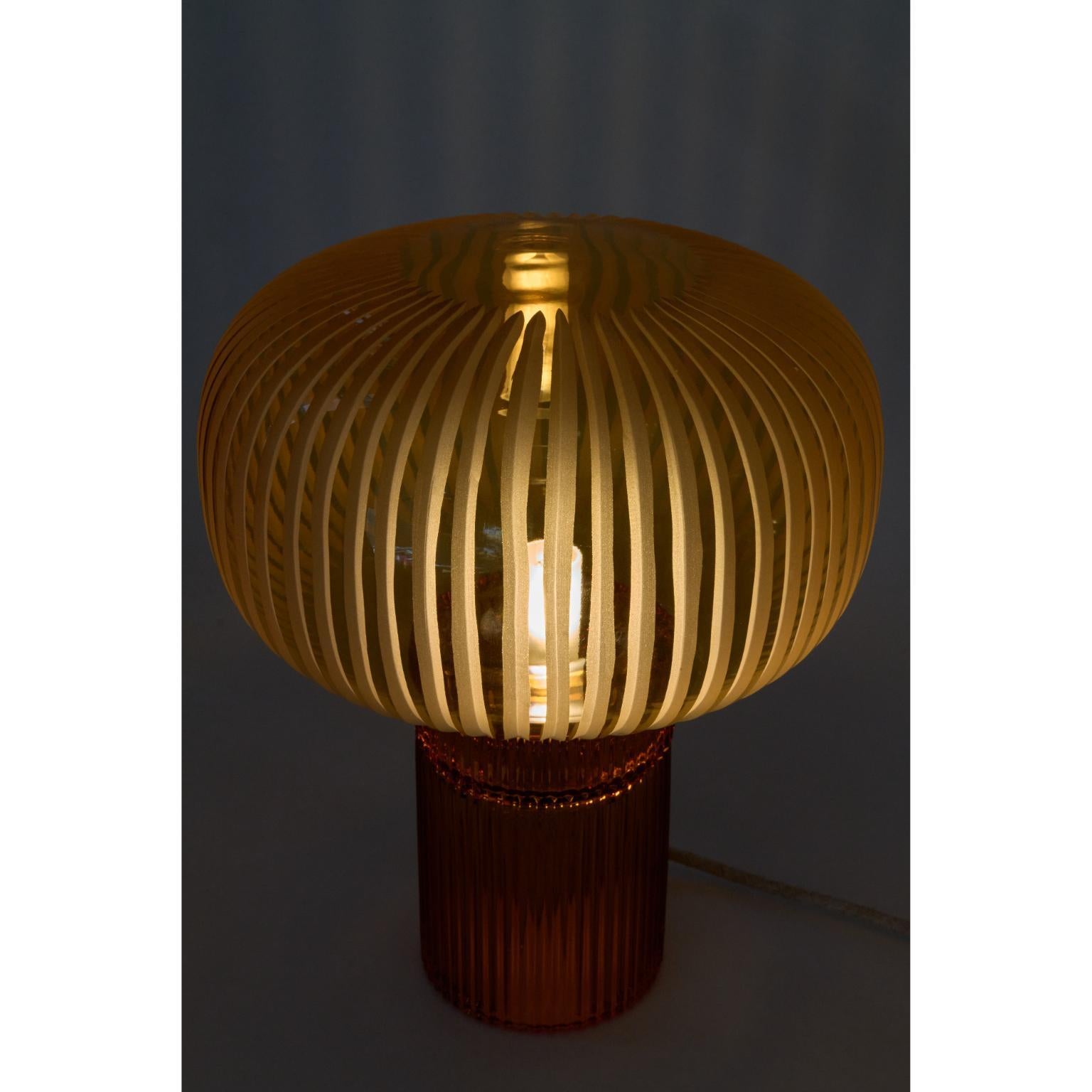 Contemporary Pure Crystal Glass Nina Amber and Grande Table Lamp by Studio Bojola For Sale