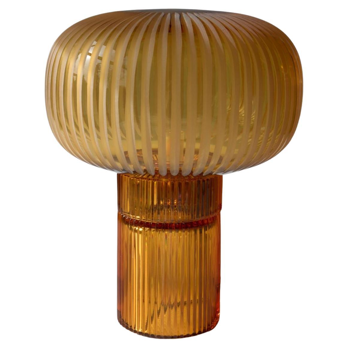 Pure Crystal Glass Nina Amber and Grande Table Lamp by Studio Bojola